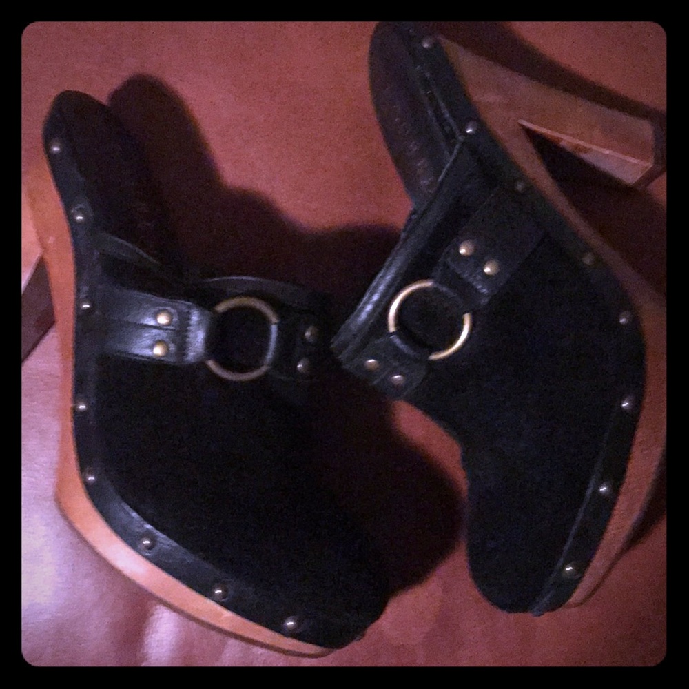 Ralph Lauren black suede mules